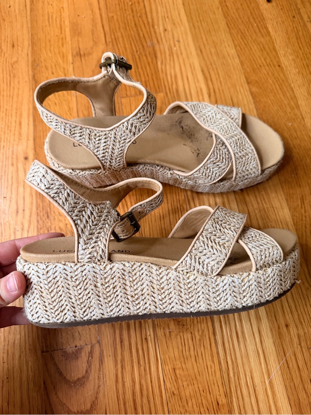 Lucky Brand Wagoo Women's Woven Platform Espadrille Wedge Sandals